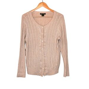 Eddie Bauer Womens Cableknit Cardigan Sweater‎ Size XL Preppy Collegiate Capsule